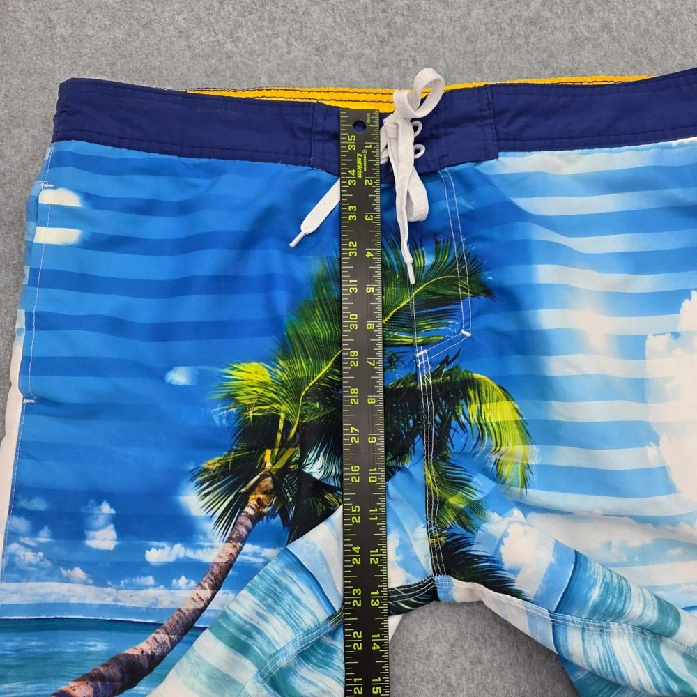 Corona Extra Tropical Palm Tree Beach Swim Trunks Men's Size‎ Large Board Shorts